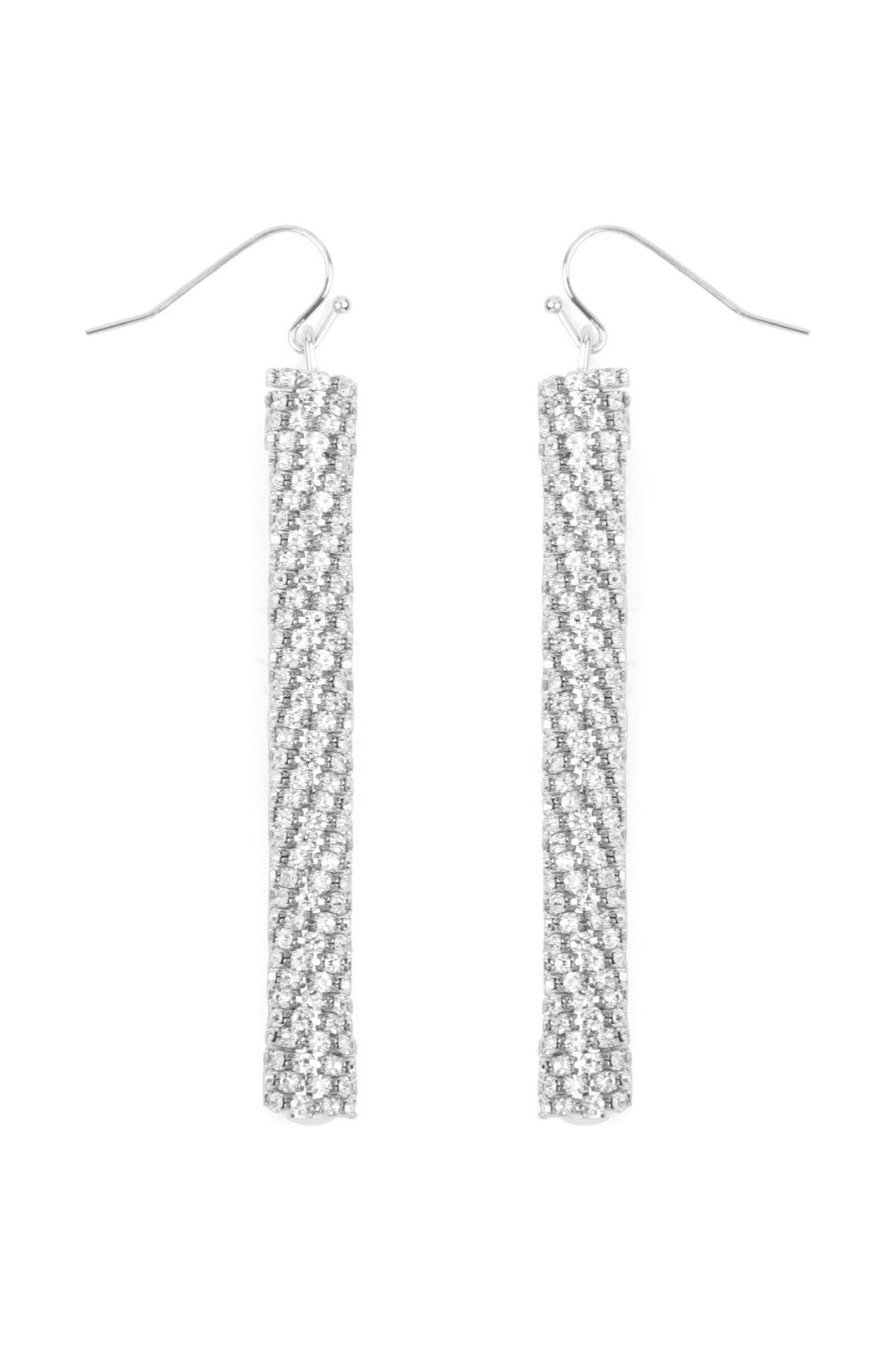 2.5" CUBIC ZIRCONIA TUBE DROP EARRINGS