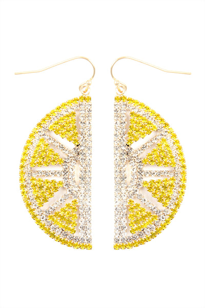 SUEDE CRYSTAL LEMON DROP EARRINGS