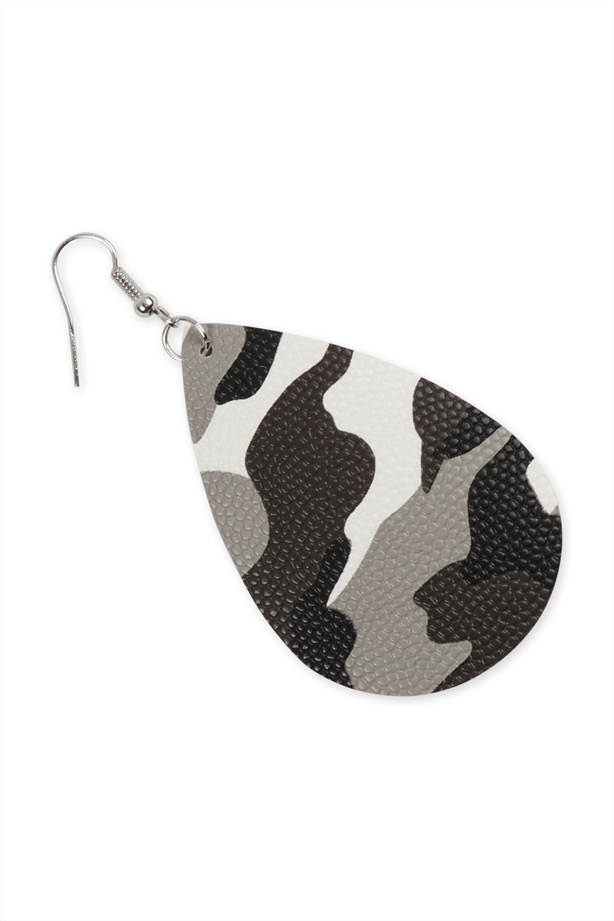 CAMOUFLAGE PRINTED TEARDROP HOOK EARRINGS