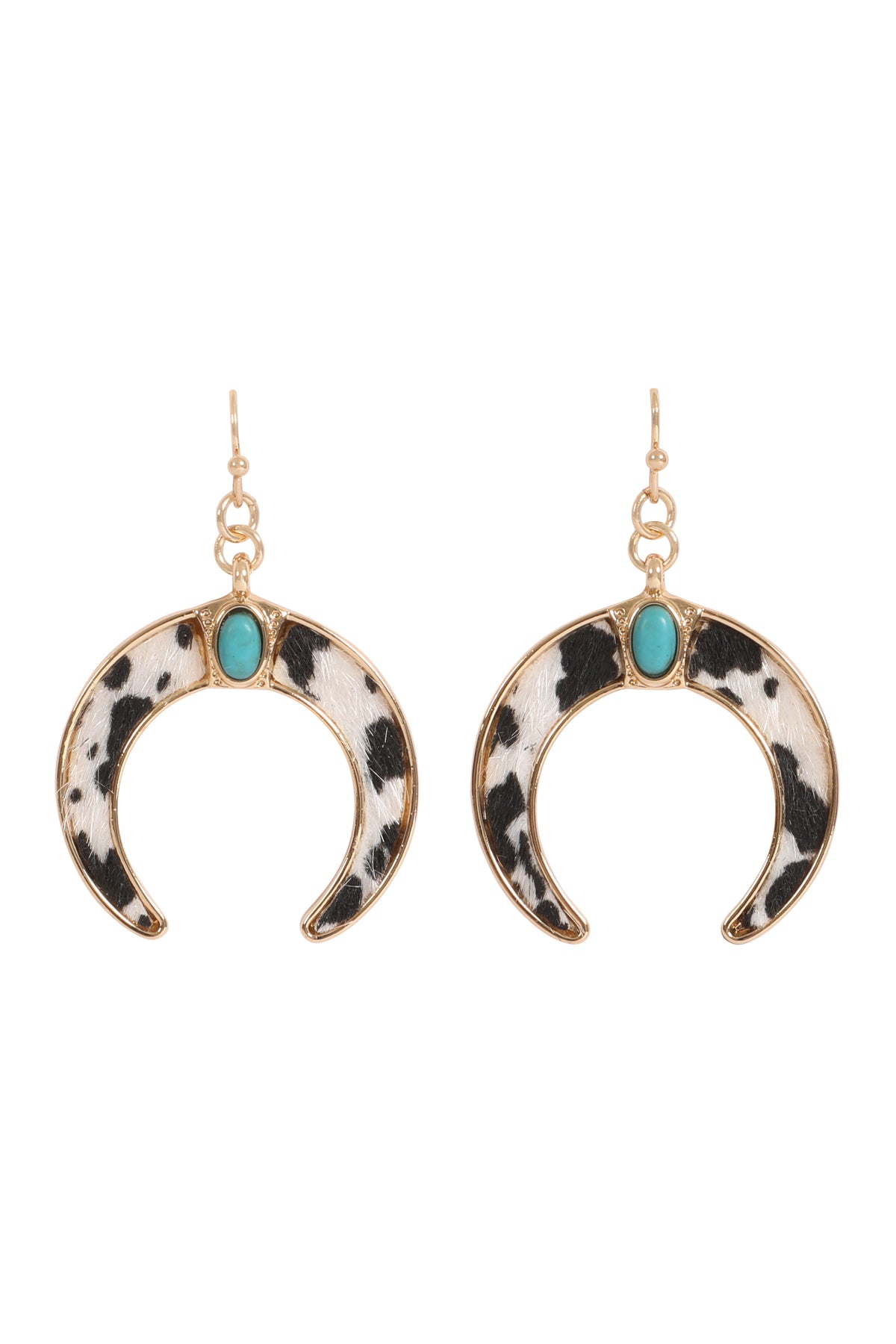 COW PRINT BULL HORN EARRINGS