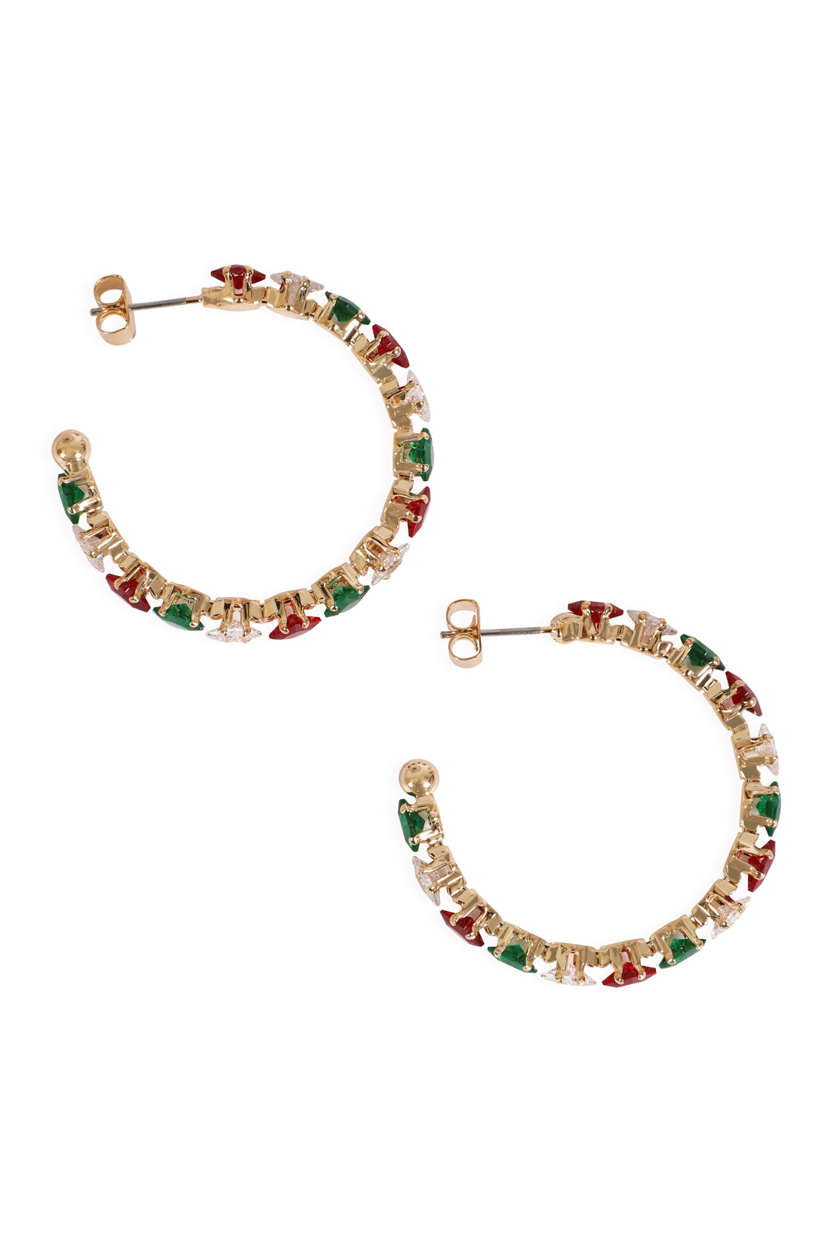 CUBIC ZIRCONIA X MAS HOOP EARRINGS