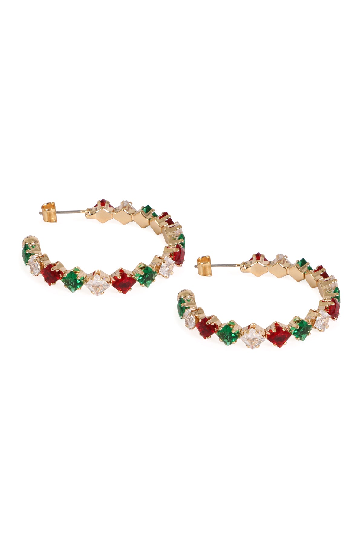 CUBIC ZIRCONIA X MAS HOOP EARRINGS