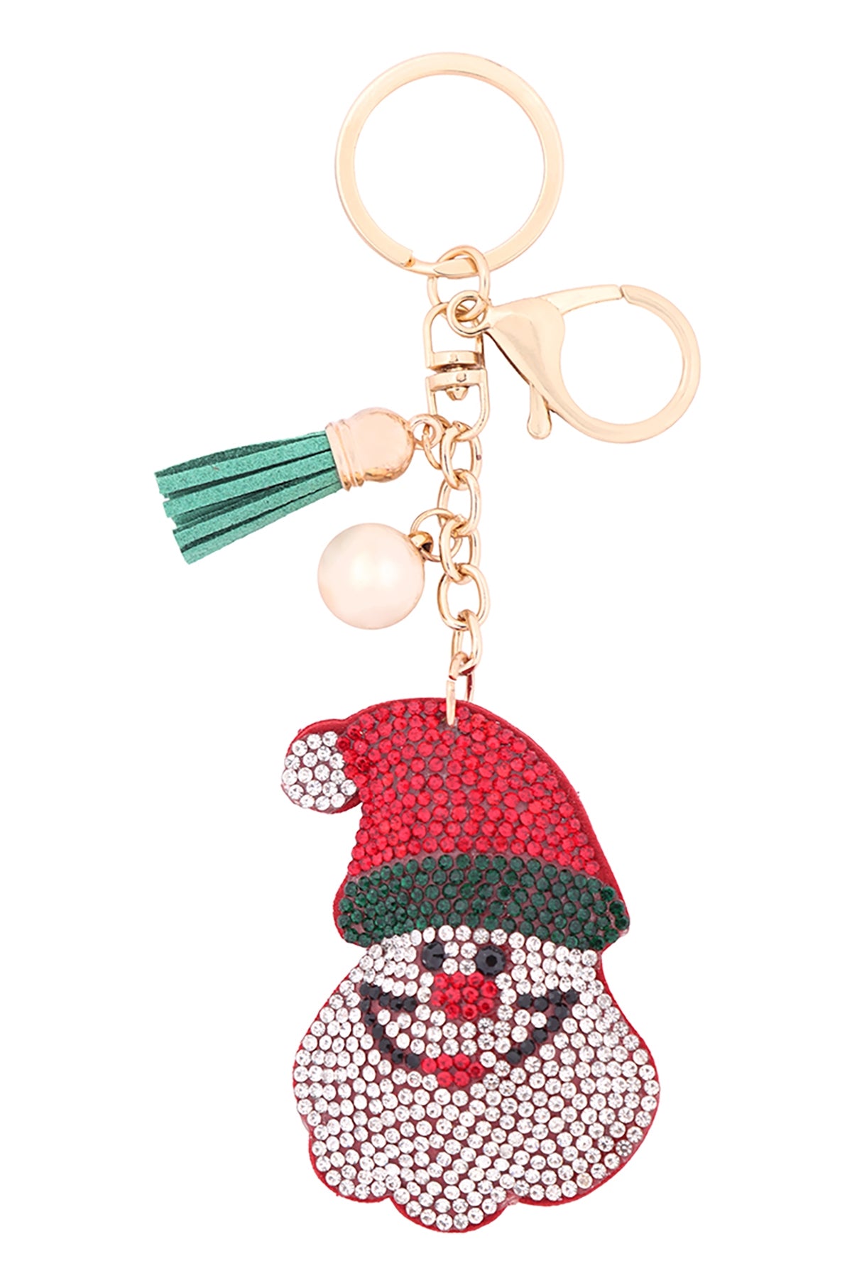 RHINESTONE CHRISTMAS SANTA KEYCHAIN