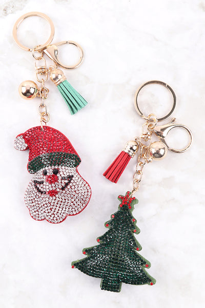 RHINESTONE CHRISTMAS SANTA KEYCHAIN