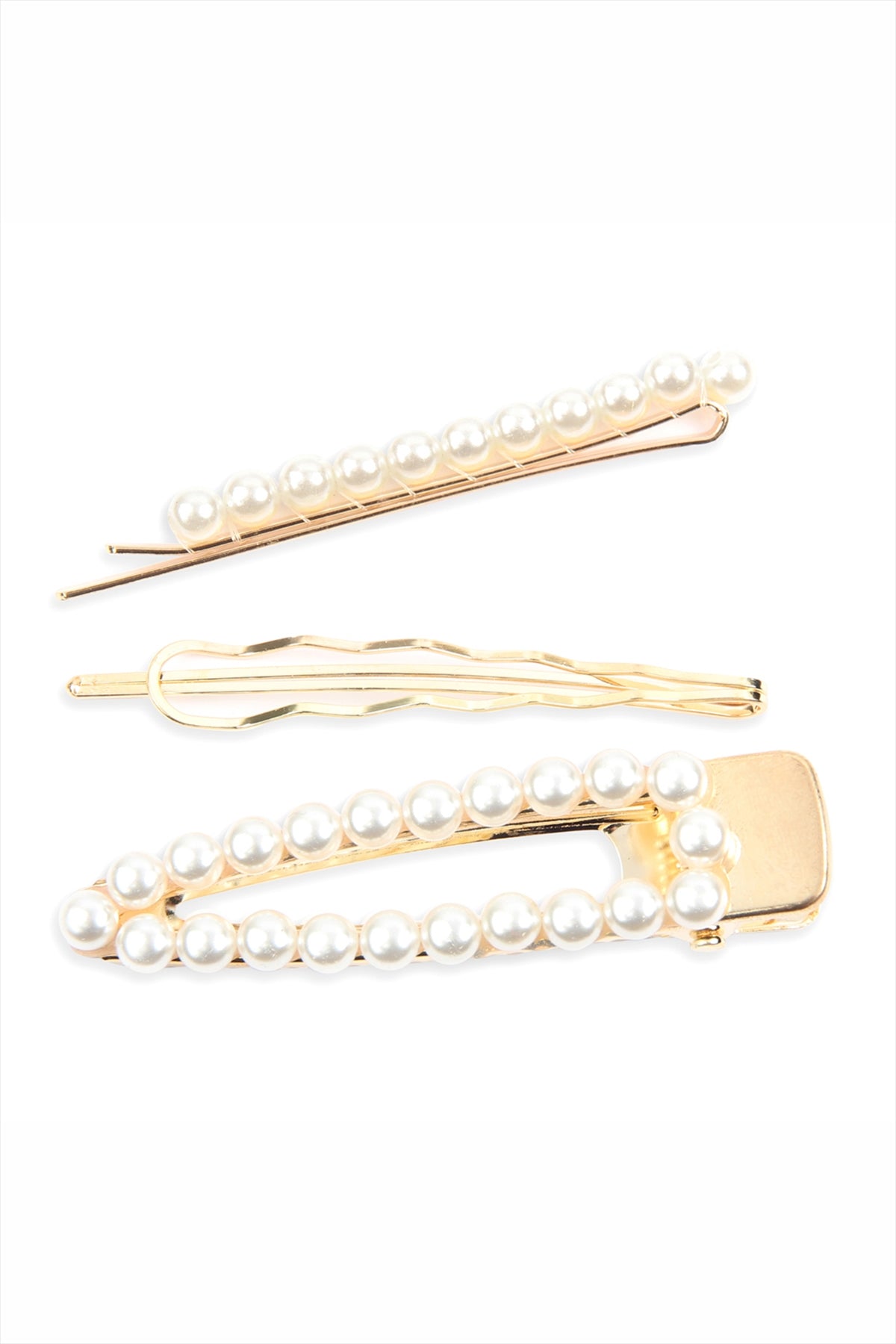 3 SET PEARL HAIR PIN-WHITE GOLD