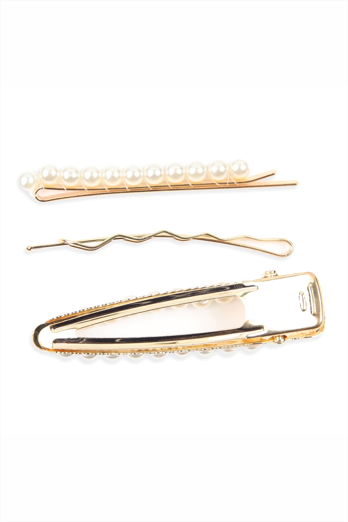 3 SET PEARL HAIR PIN-WHITE GOLD