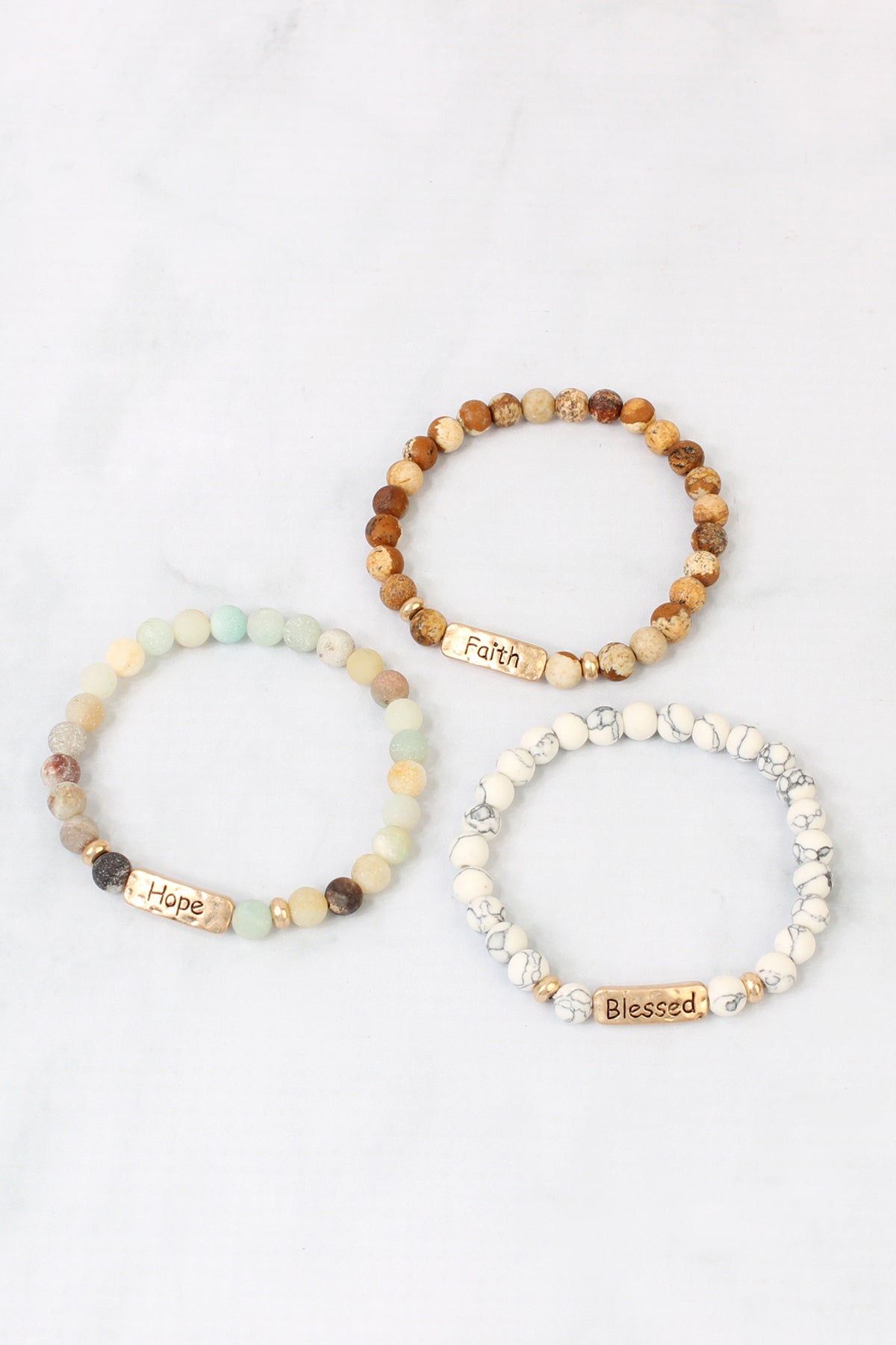 FAITH NATURAL STONE STRETCH BRACELET