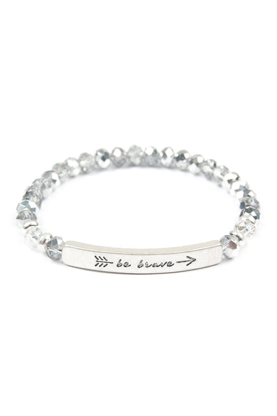 BE BRAVE 6MM GLASS BEADS STRETCH BRACELET