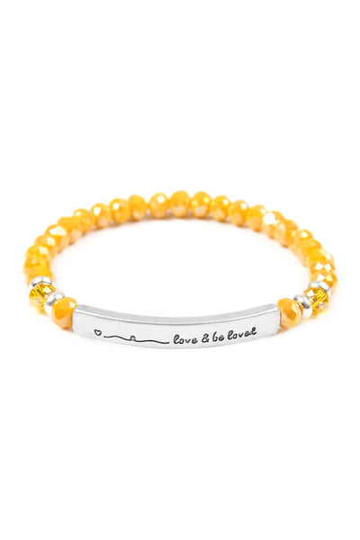 LOVE AND BE LOVED 6MM GLASS BEADS STRETCH BRACELET