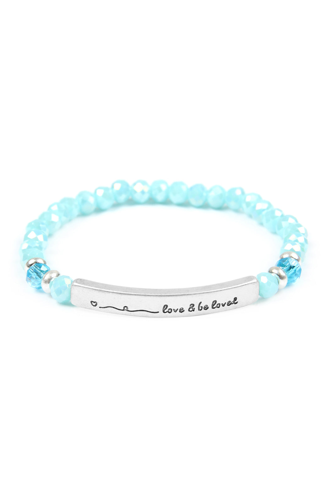 LOVE AND BE LOVED 6MM GLASS BEADS STRETCH BRACELET