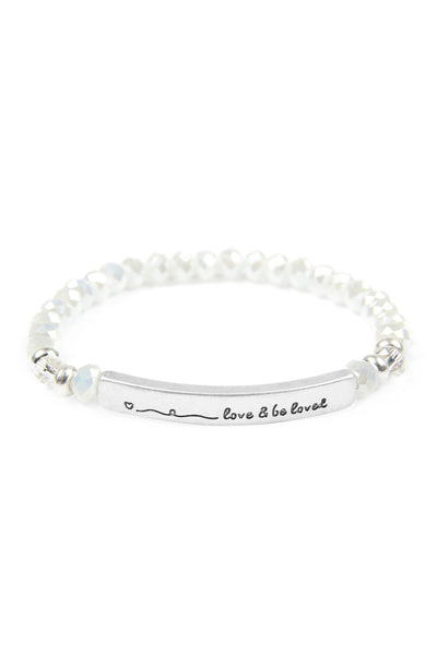 LOVE AND BE LOVED 6MM GLASS BEADS STRETCH BRACELET