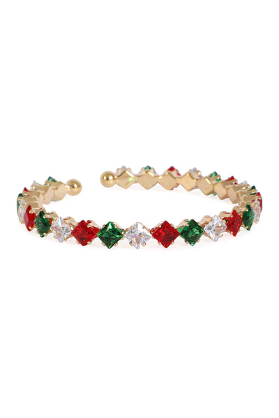 CUBIC ZIRCONIA XMAS CUFF BRACELET