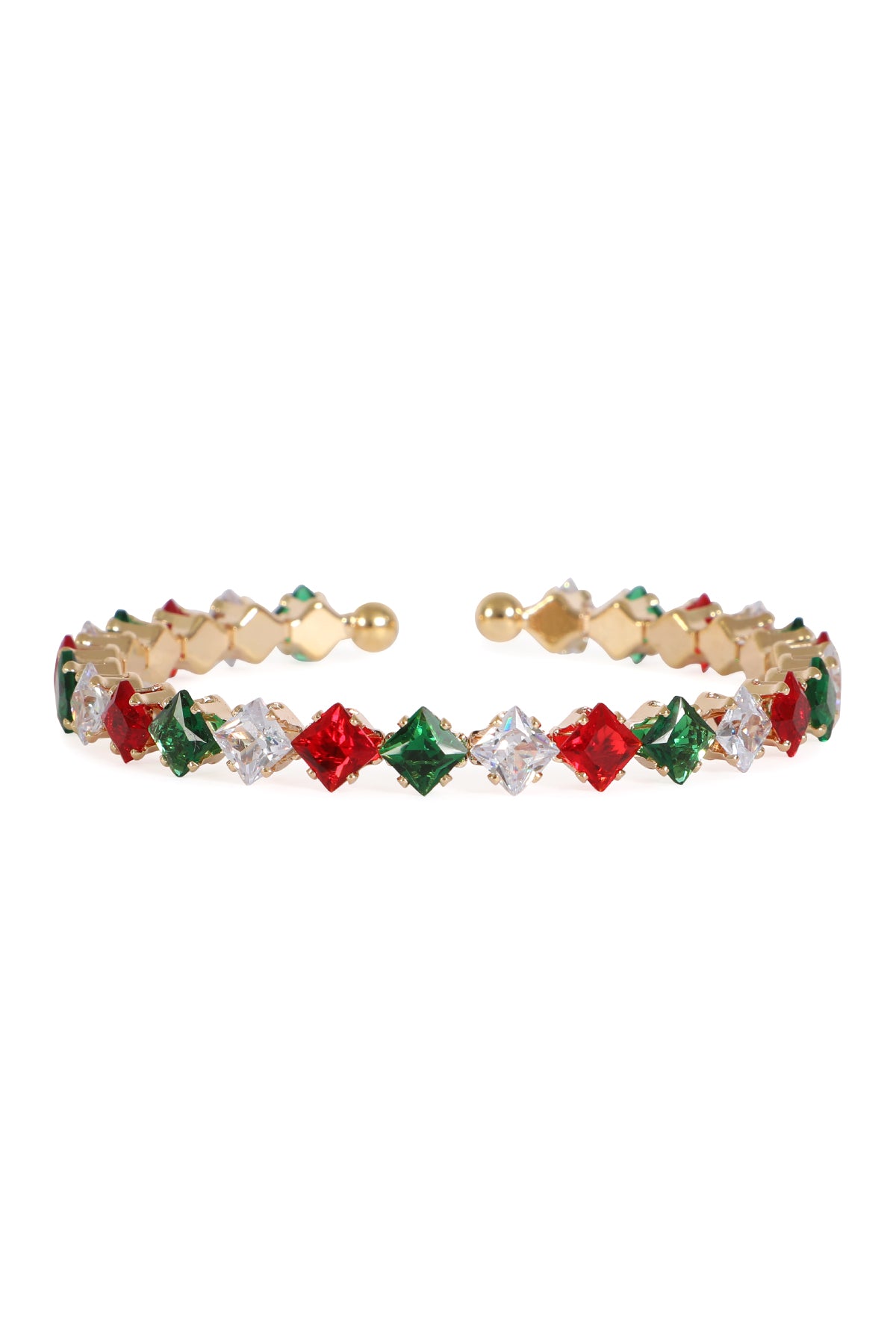 CUBIC ZIRCONIA XMAS CUFF BRACELET