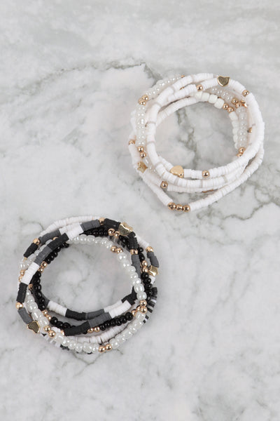 HEISHI BEADS STACKABLE MULTI LAYERED BRACELET SET