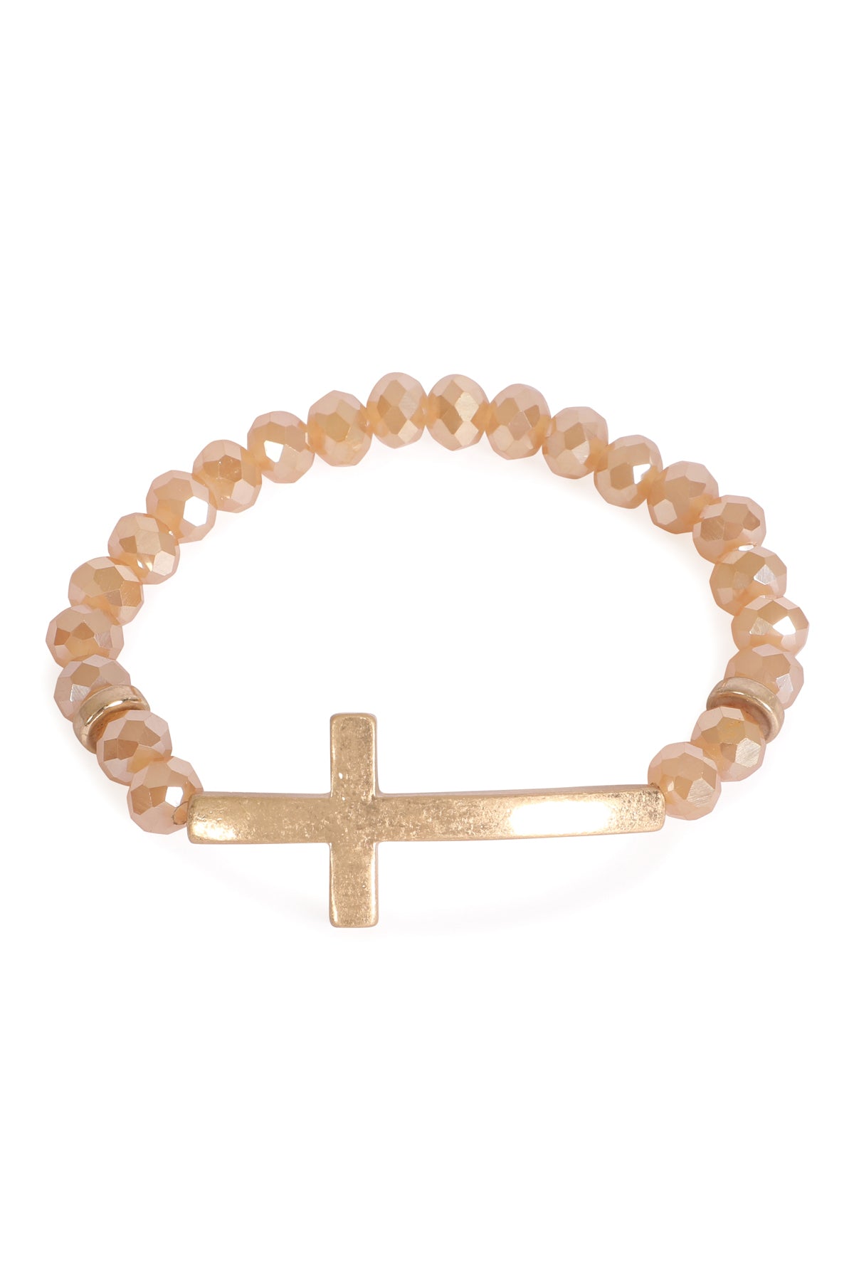 2 LINE CROSS NATURAL STONE BRACELET