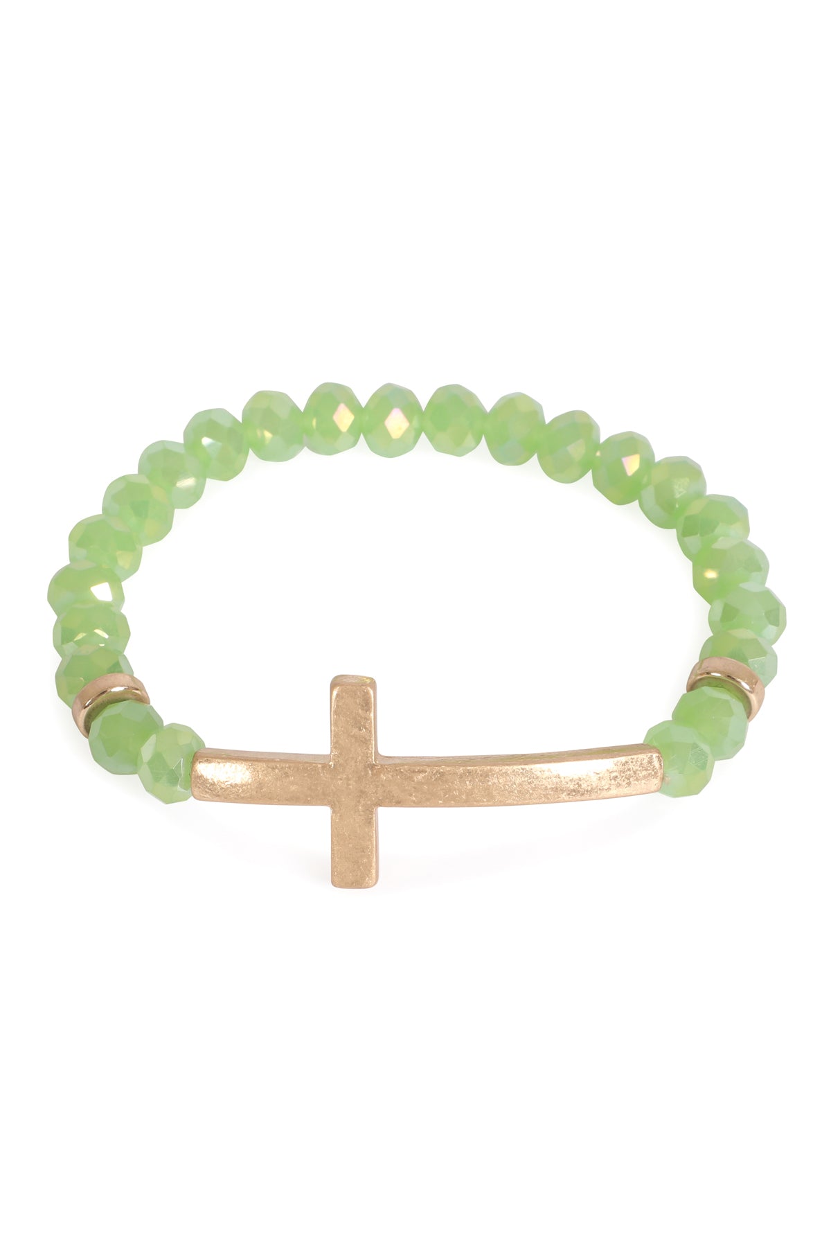 2 LINE CROSS NATURAL STONE BRACELET