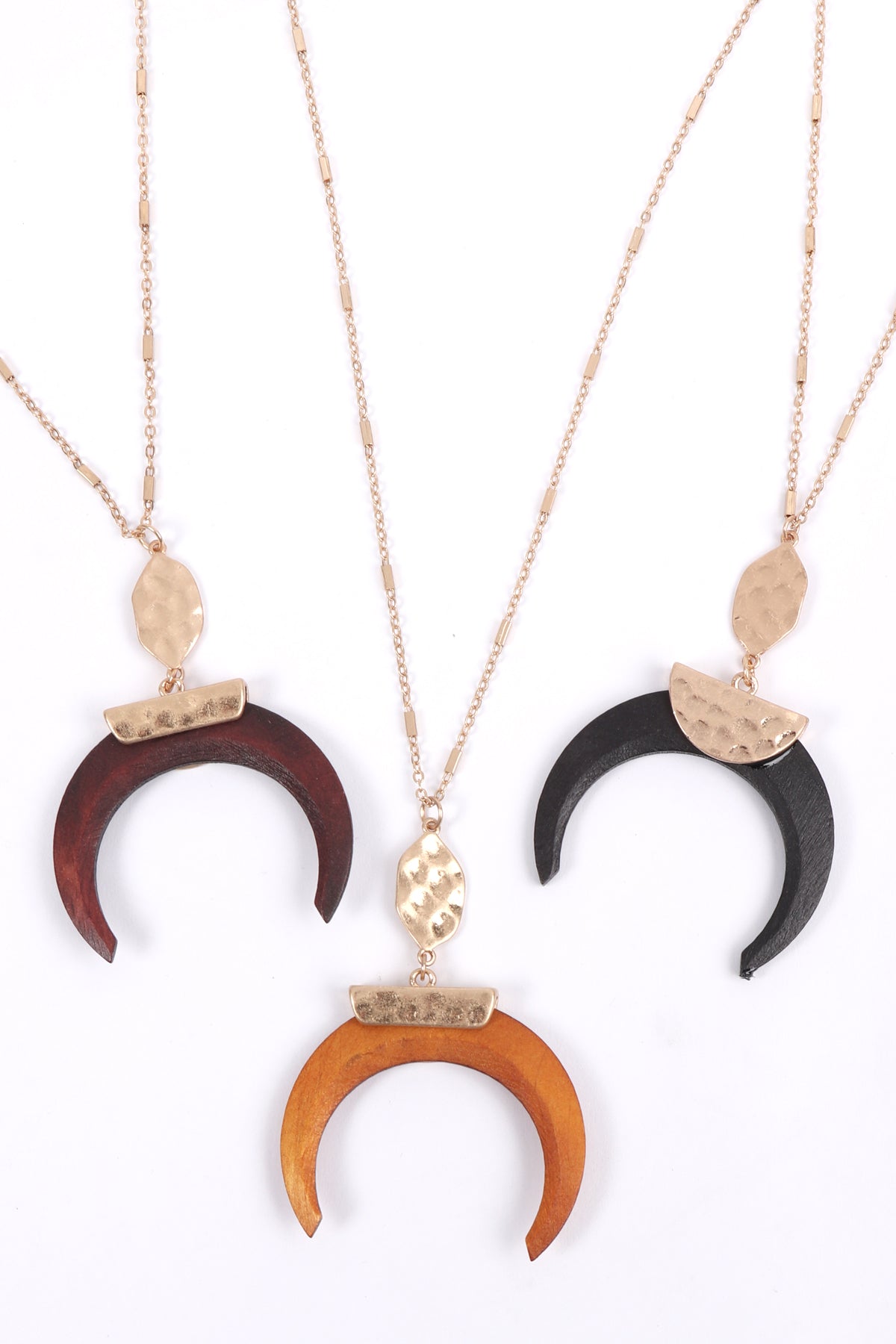 METAL W/ WOOD HORN NECKLACE