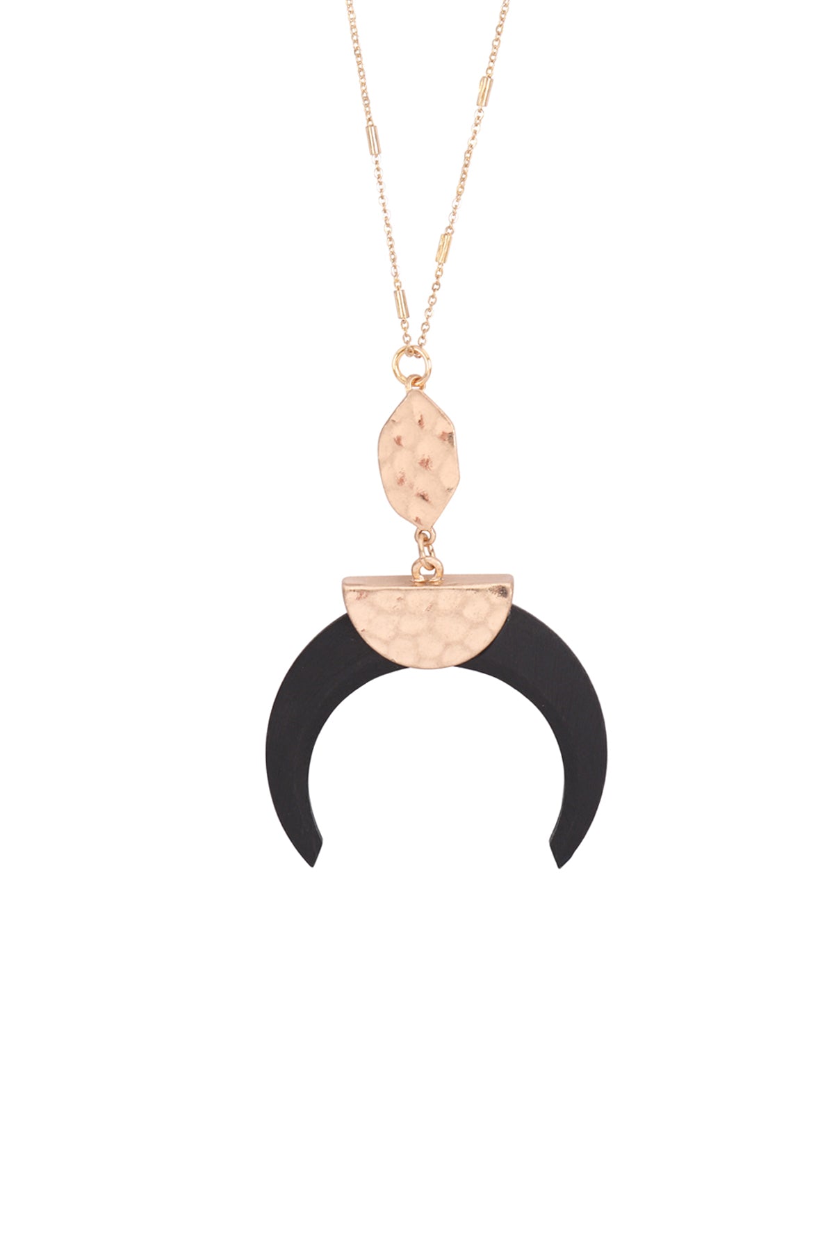 METAL W/ WOOD HORN NECKLACE