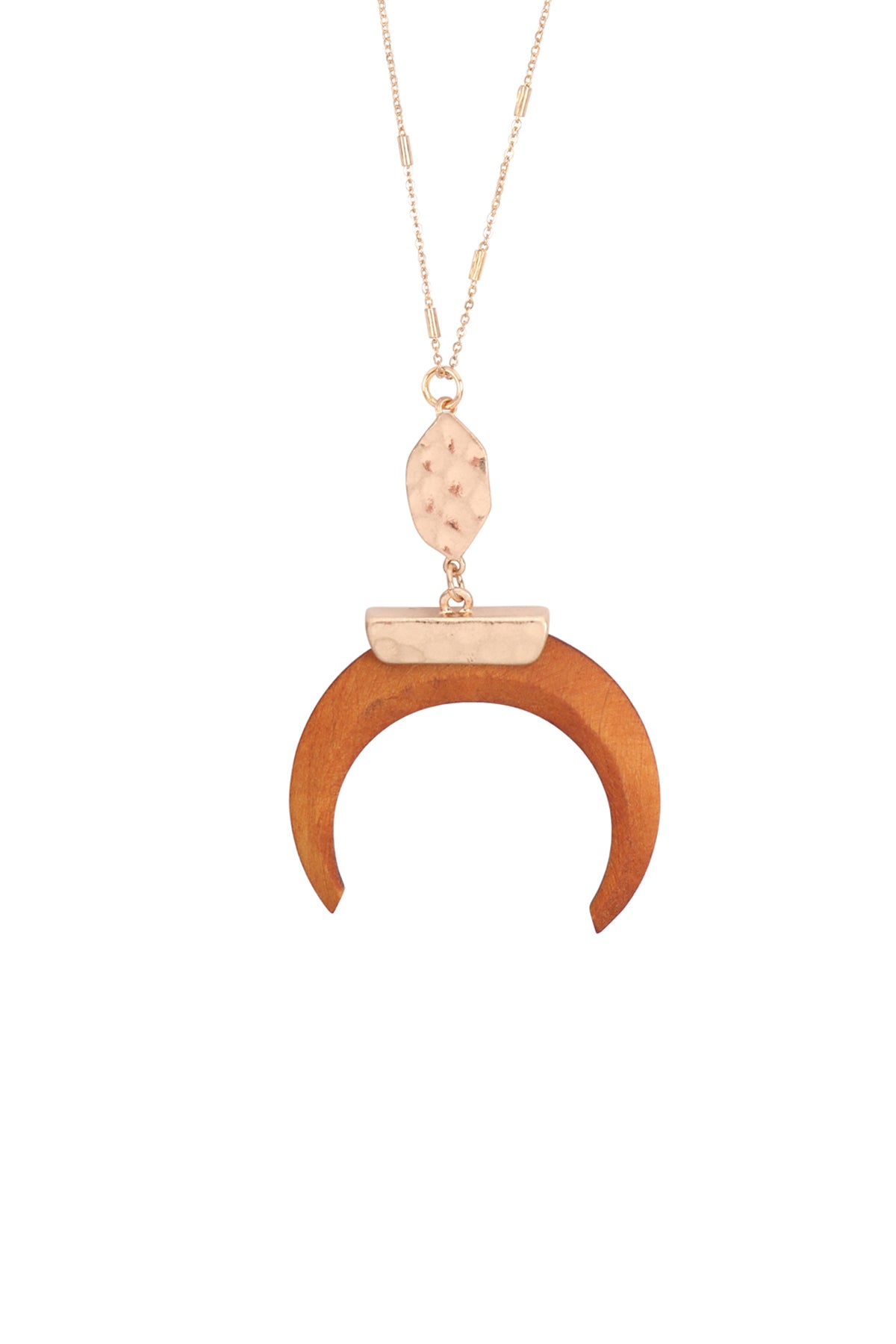 METAL W/ WOOD HORN NECKLACE