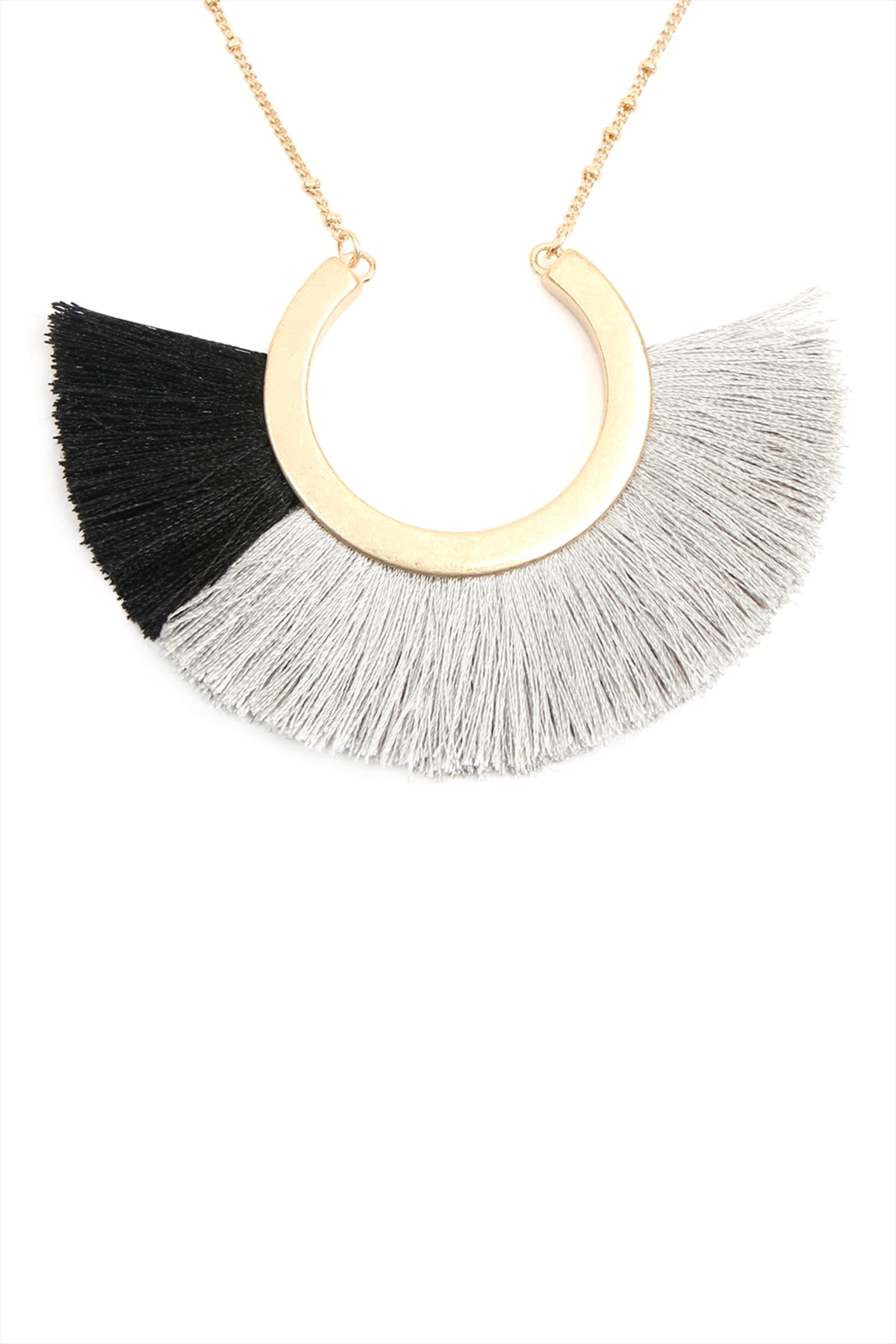 METAL WITH TWO TONE TASSEL NECKLACE