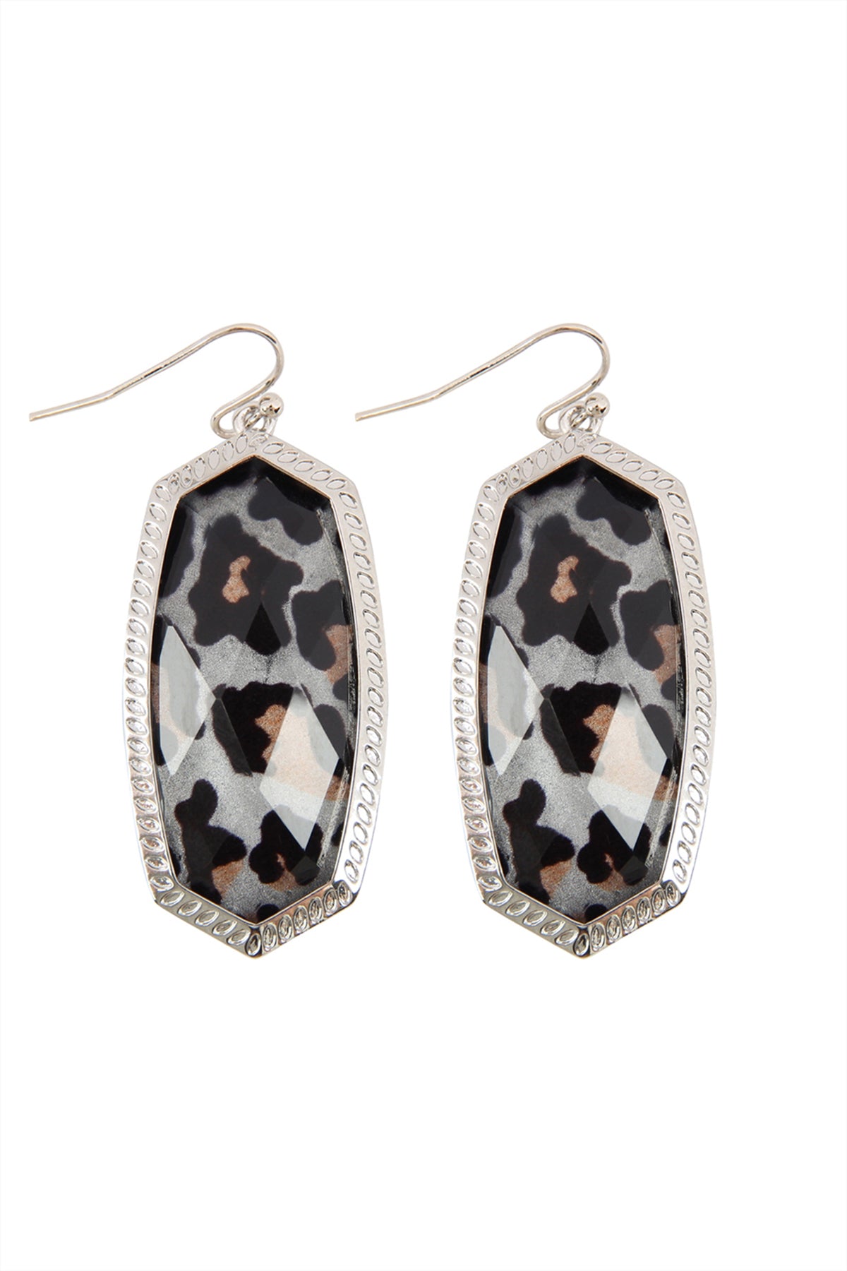 OVAL DROP METAL EPOXY EARRINGS