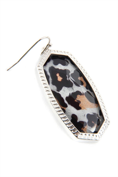 OVAL DROP METAL EPOXY EARRINGS