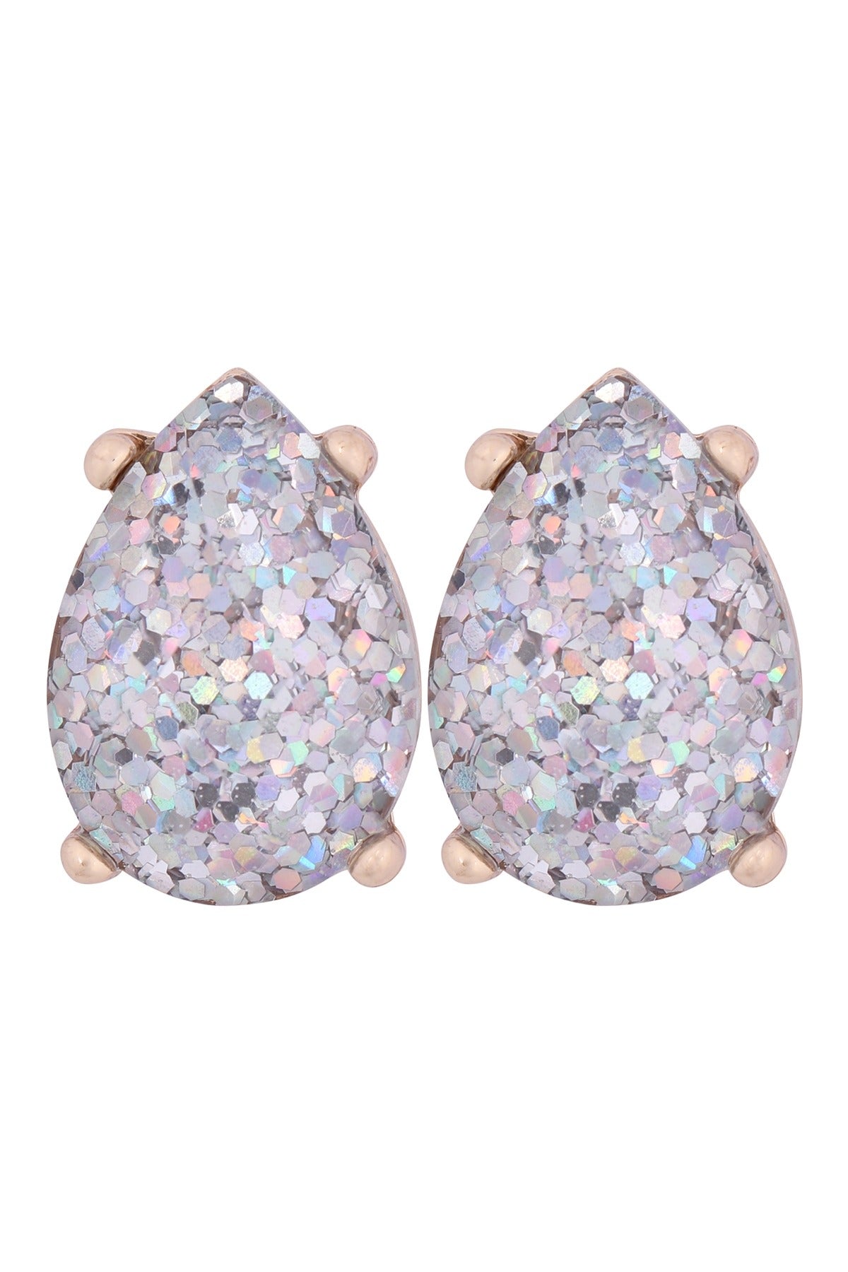GLITTER EPOXY TEARDROP POST EARRINGS