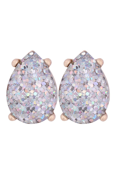 GLITTER EPOXY TEARDROP POST EARRINGS
