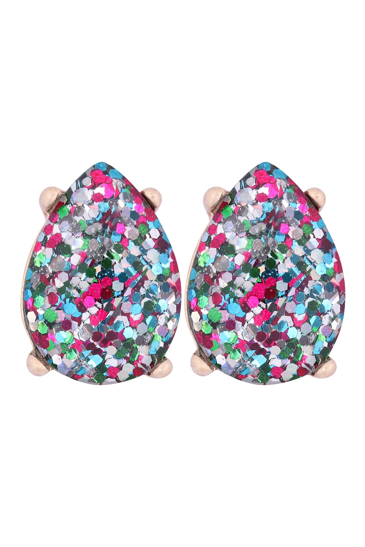 GLITTER EPOXY TEARDROP POST EARRINGS