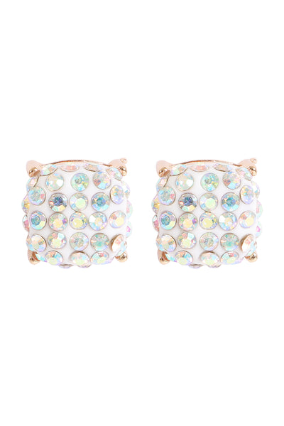 PAVE RHINESTONES EPOXY STUD EARRINGS