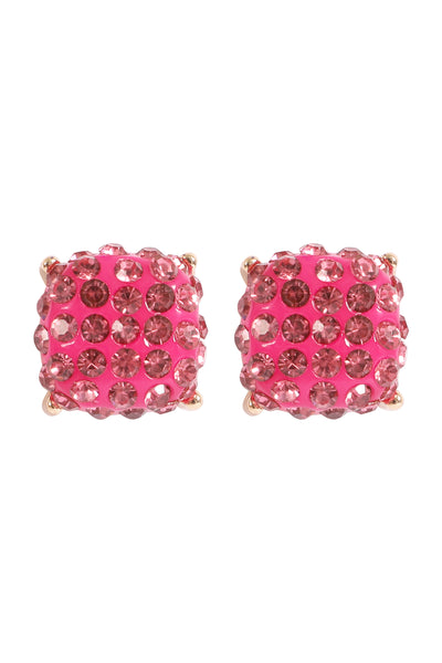 PAVE RHINESTONES EPOXY STUD EARRINGS