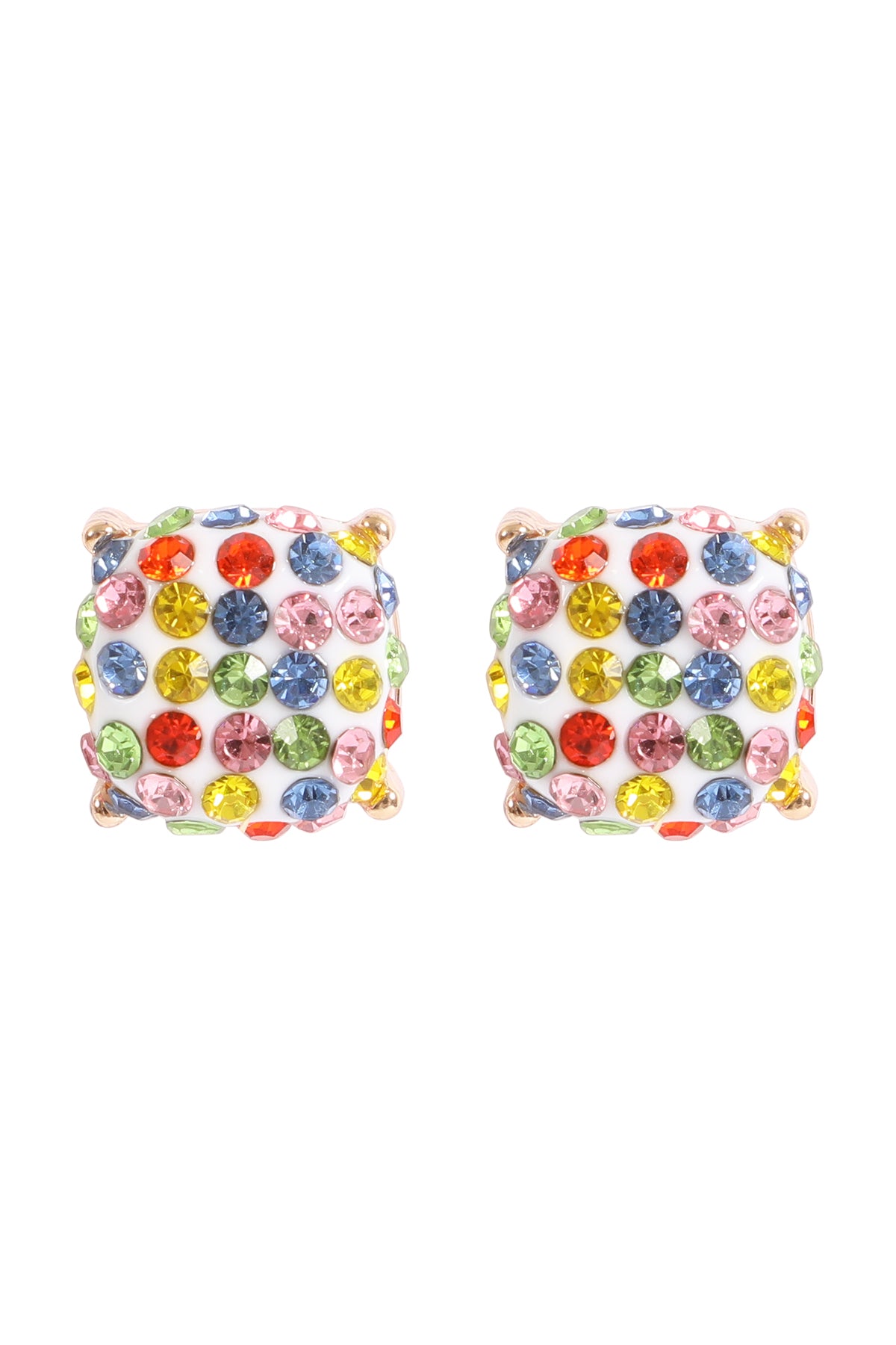 PAVE RHINESTONES EPOXY STUD EARRINGS