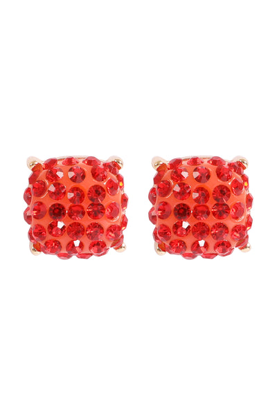 PAVE RHINESTONES EPOXY STUD EARRINGS