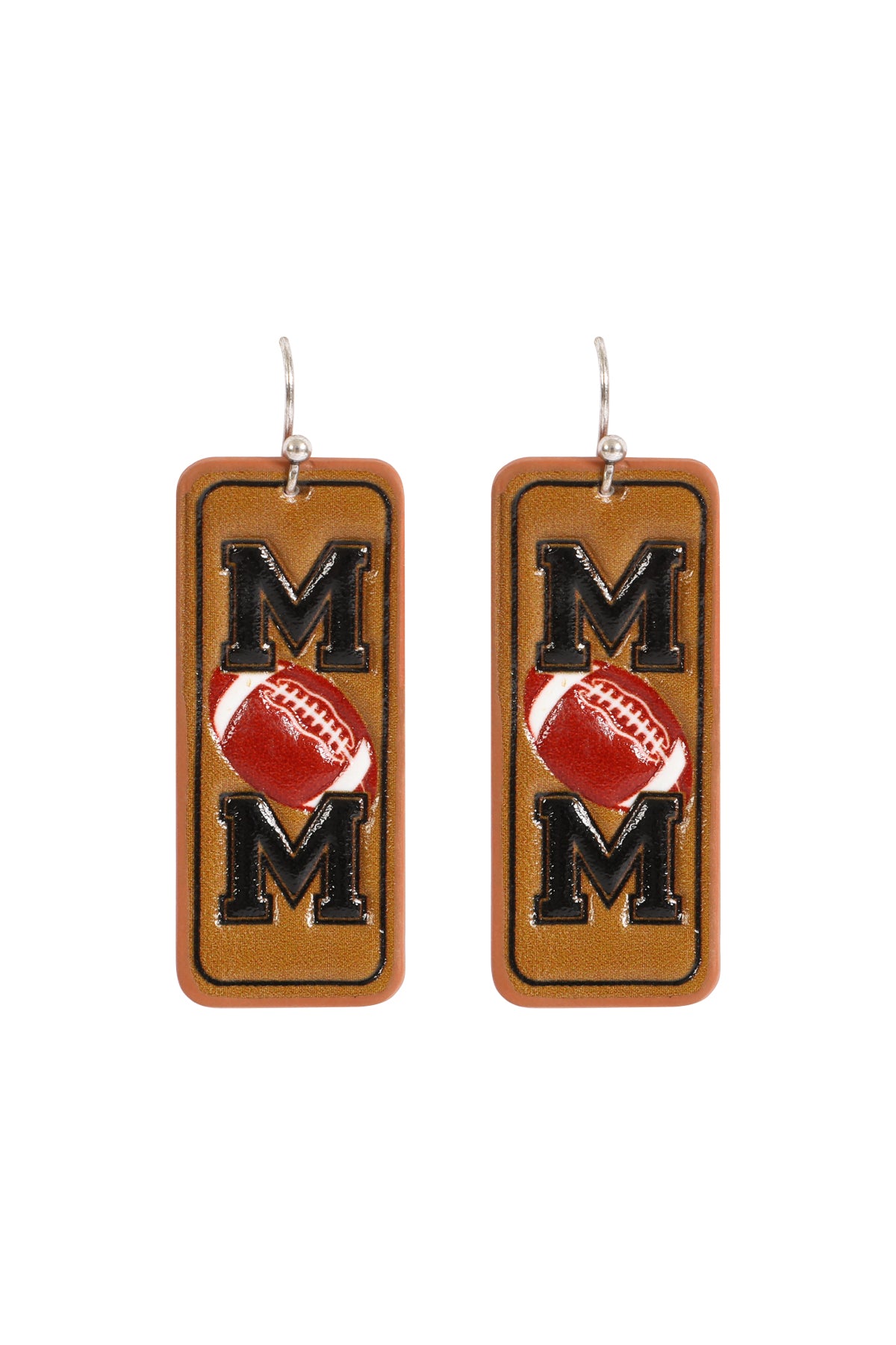 FOOTBALL "MOM" LEATHER DROP EARRINGS