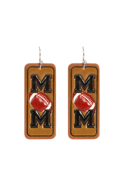 FOOTBALL "MOM" LEATHER DROP EARRINGS