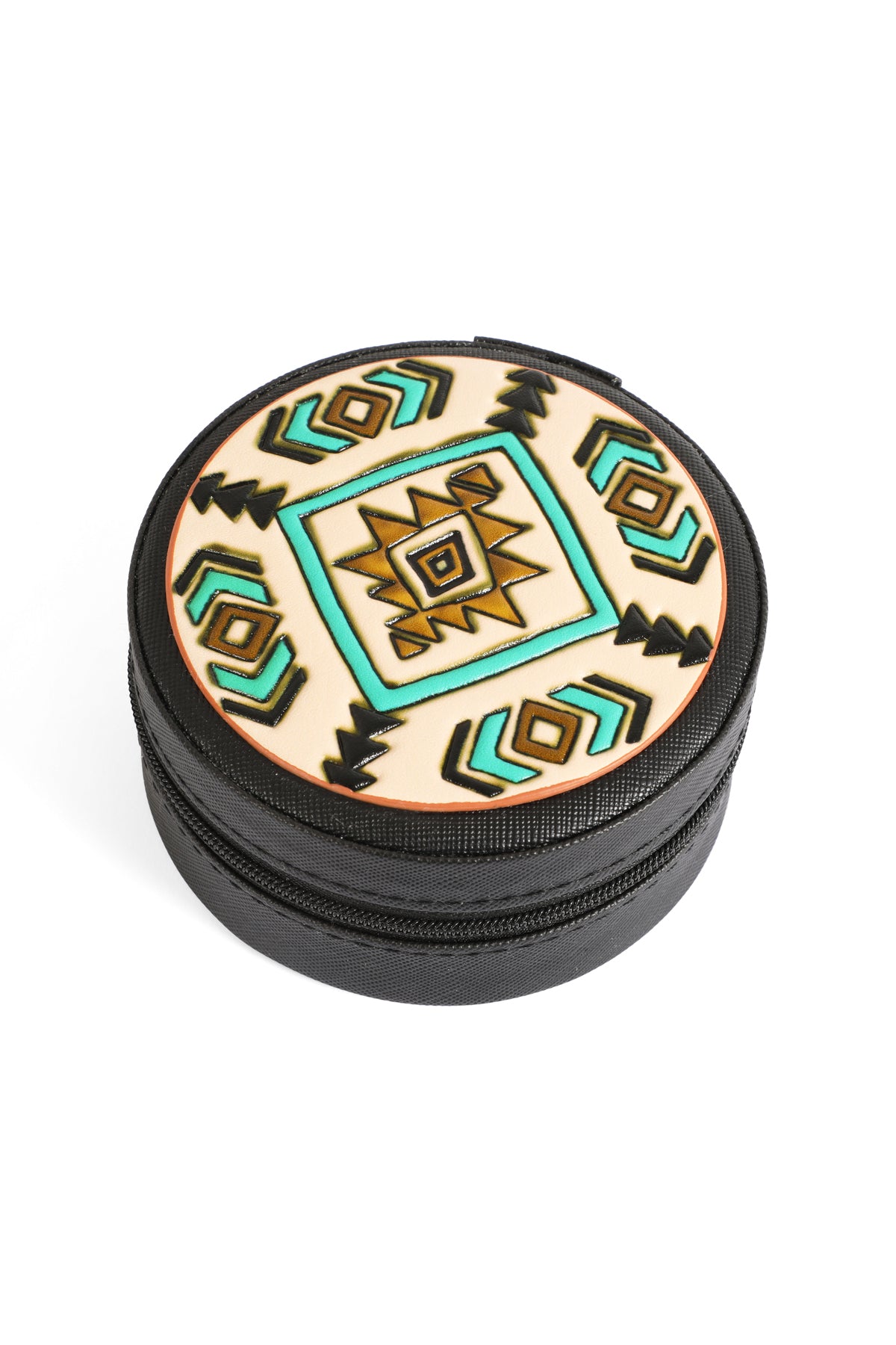 AZTEC PATTERN LEATHER JEWELRY BOX