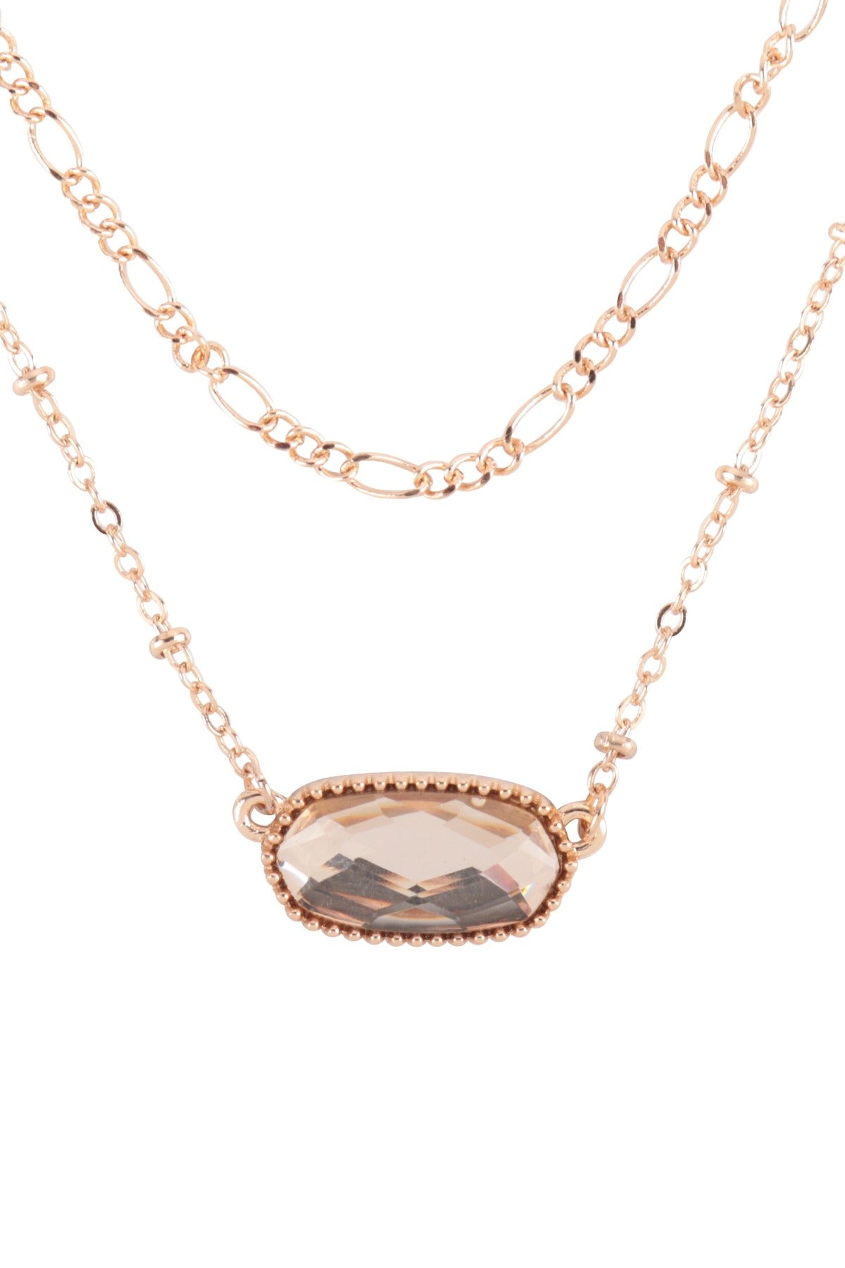 OVAL EPOXY CHARM LAYERED NECKLACE