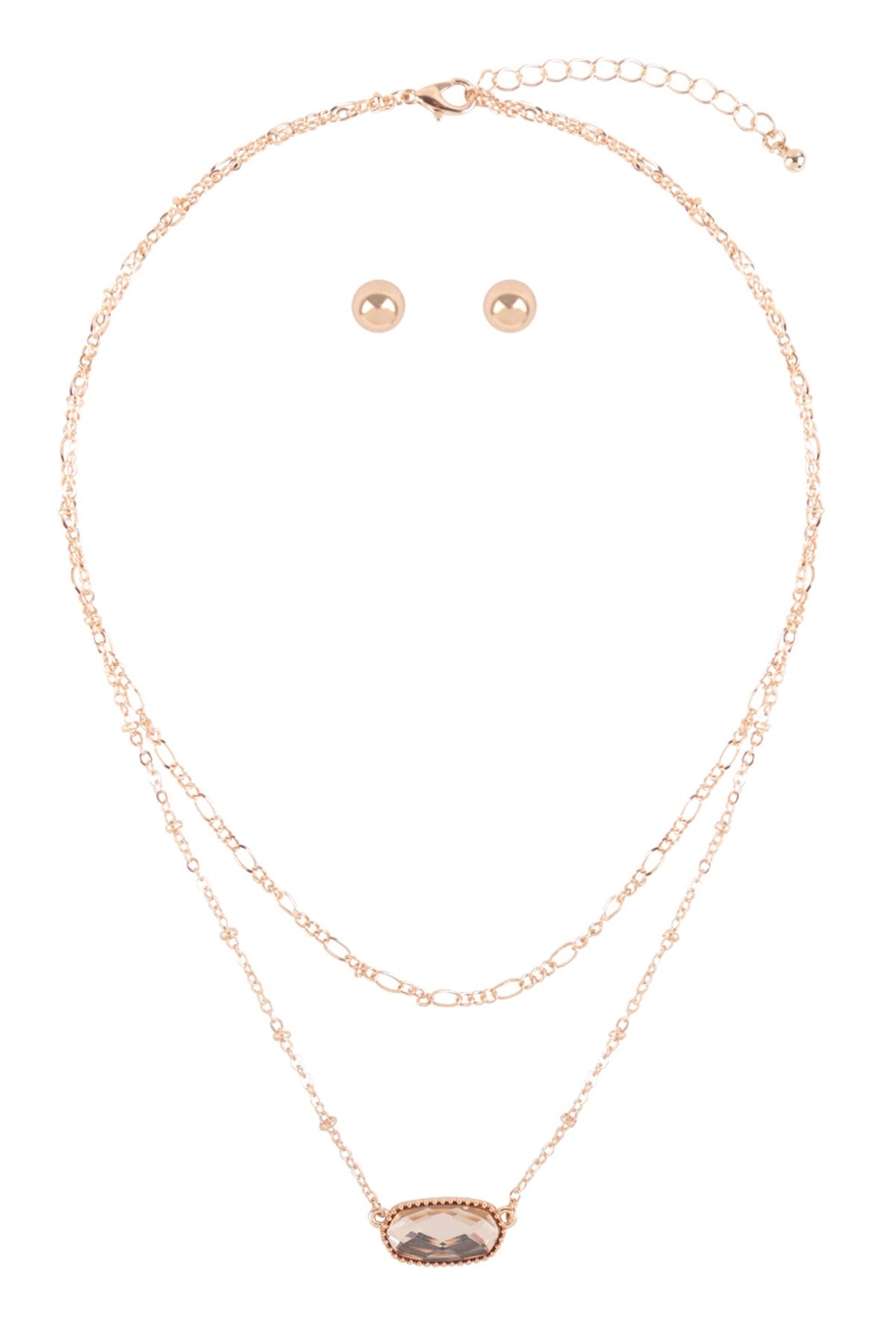 OVAL EPOXY CHARM LAYERED NECKLACE