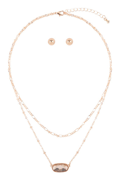 OVAL EPOXY CHARM LAYERED NECKLACE