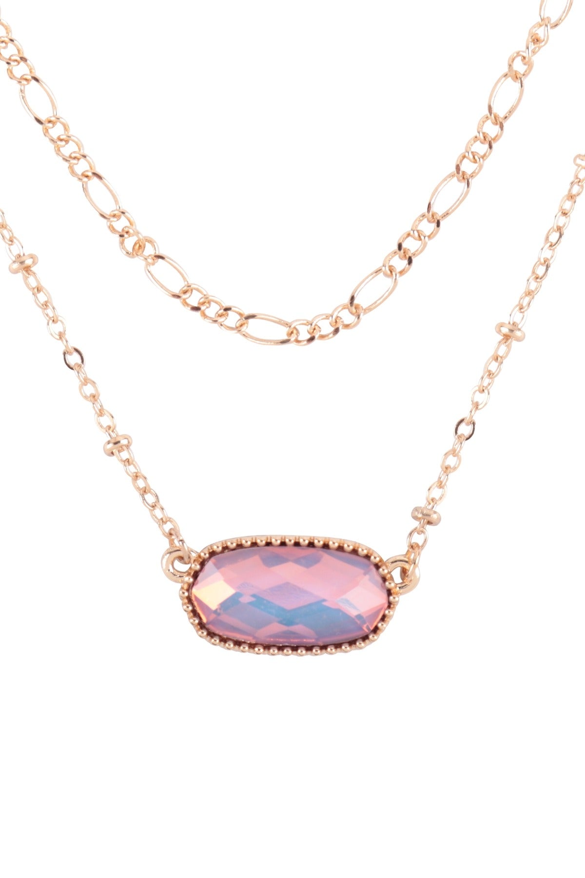 OVAL EPOXY CHARM LAYERED NECKLACE