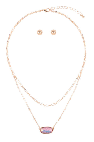 OVAL EPOXY CHARM LAYERED NECKLACE