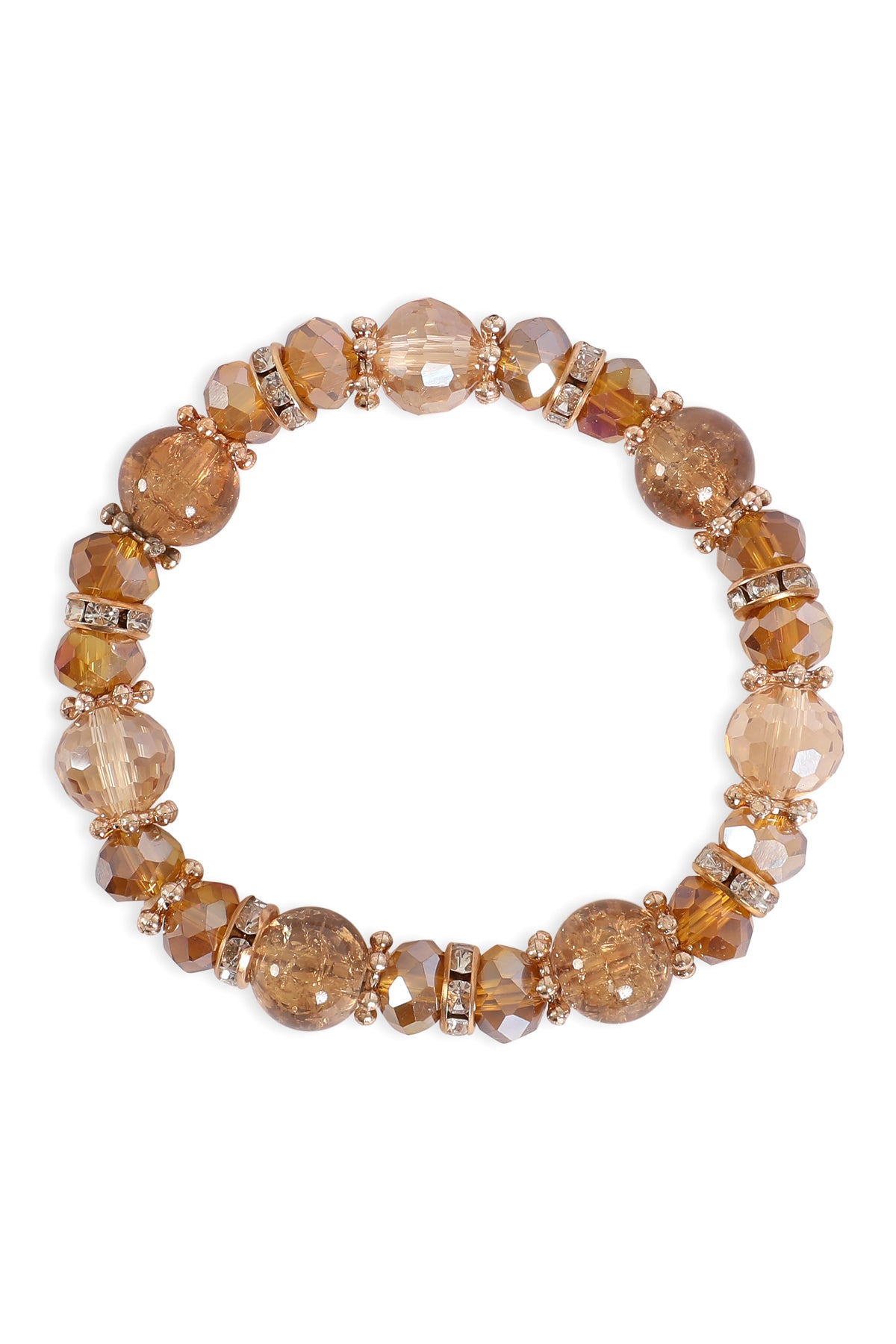 RONDELLE BEADS, RHINESTONES WITH NATURAL STONE STRETCHABLE BRACELET