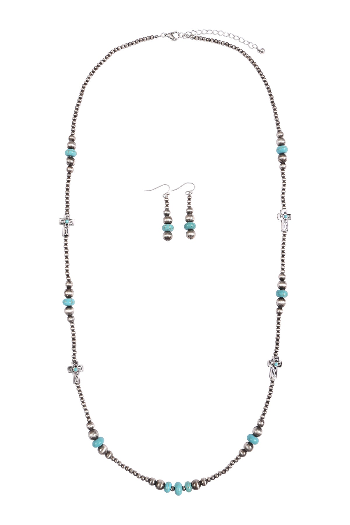 CROSS STATIONARY WESTERN CONCH0 NATURAL STONE NECKLACE AND EARRINGS SET