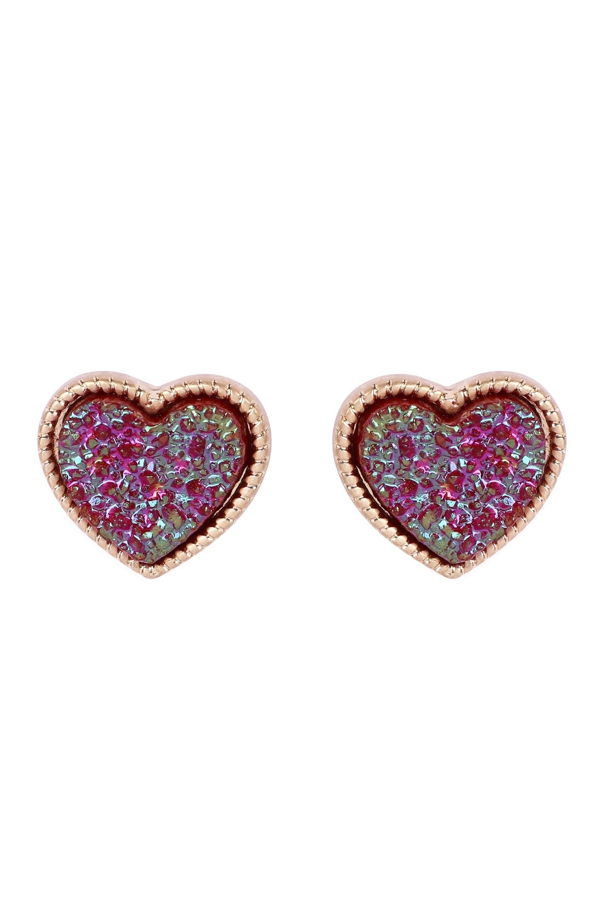 HEART SHAPE FAUX DRUZY POST EARRINGS