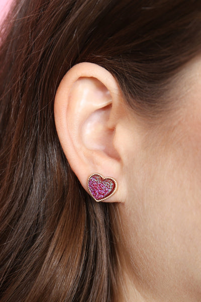 HEART SHAPE FAUX DRUZY POST EARRINGS
