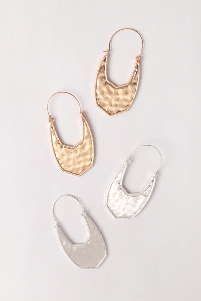 GEOMETRIC SHAPE METAL HOOP EARRINGS