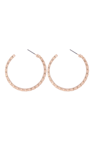 1.5" INCH TEXTURED HOOP POST EARRINGS