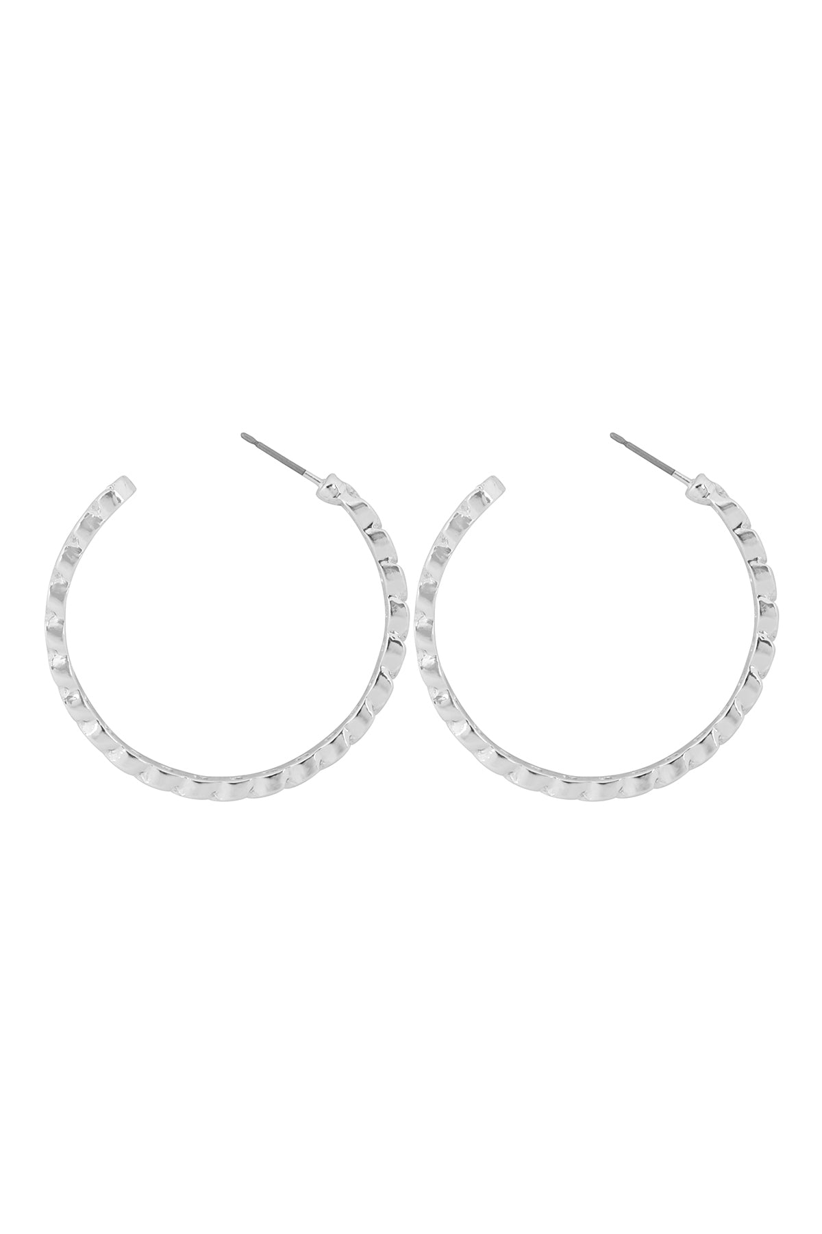 1.5" INCH TEXTURED HOOP POST EARRINGS