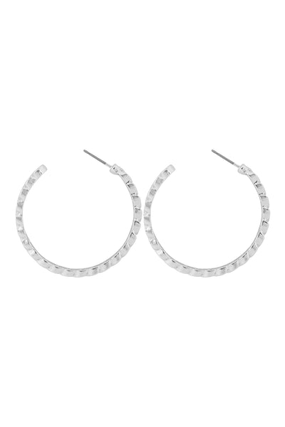 1.5" INCH TEXTURED HOOP POST EARRINGS