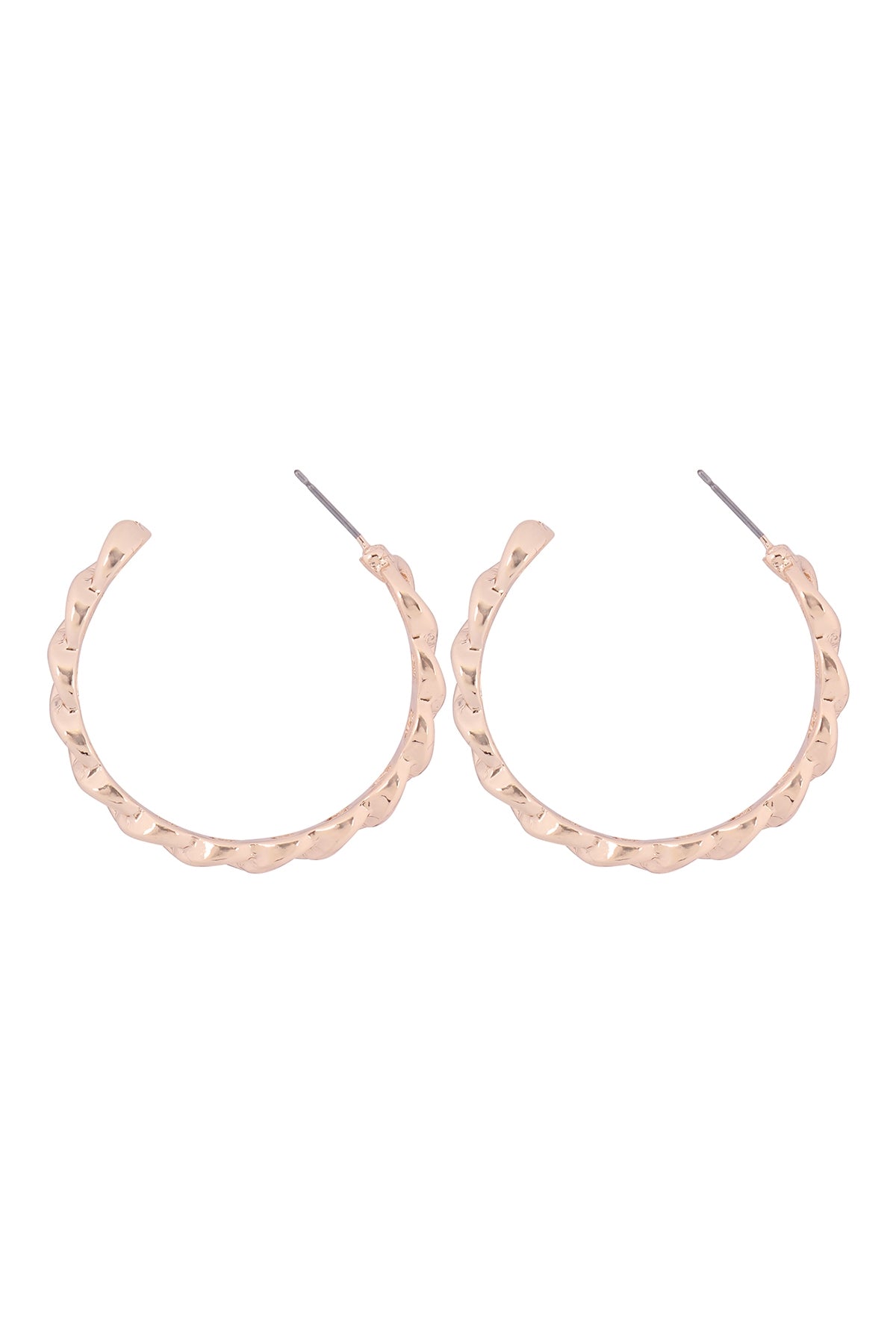 HALF TWIST TEXTURE HOOP POST EARRINGS